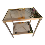 Smoked glass coffee table. 2 shelves. Metal frame. 1960s.