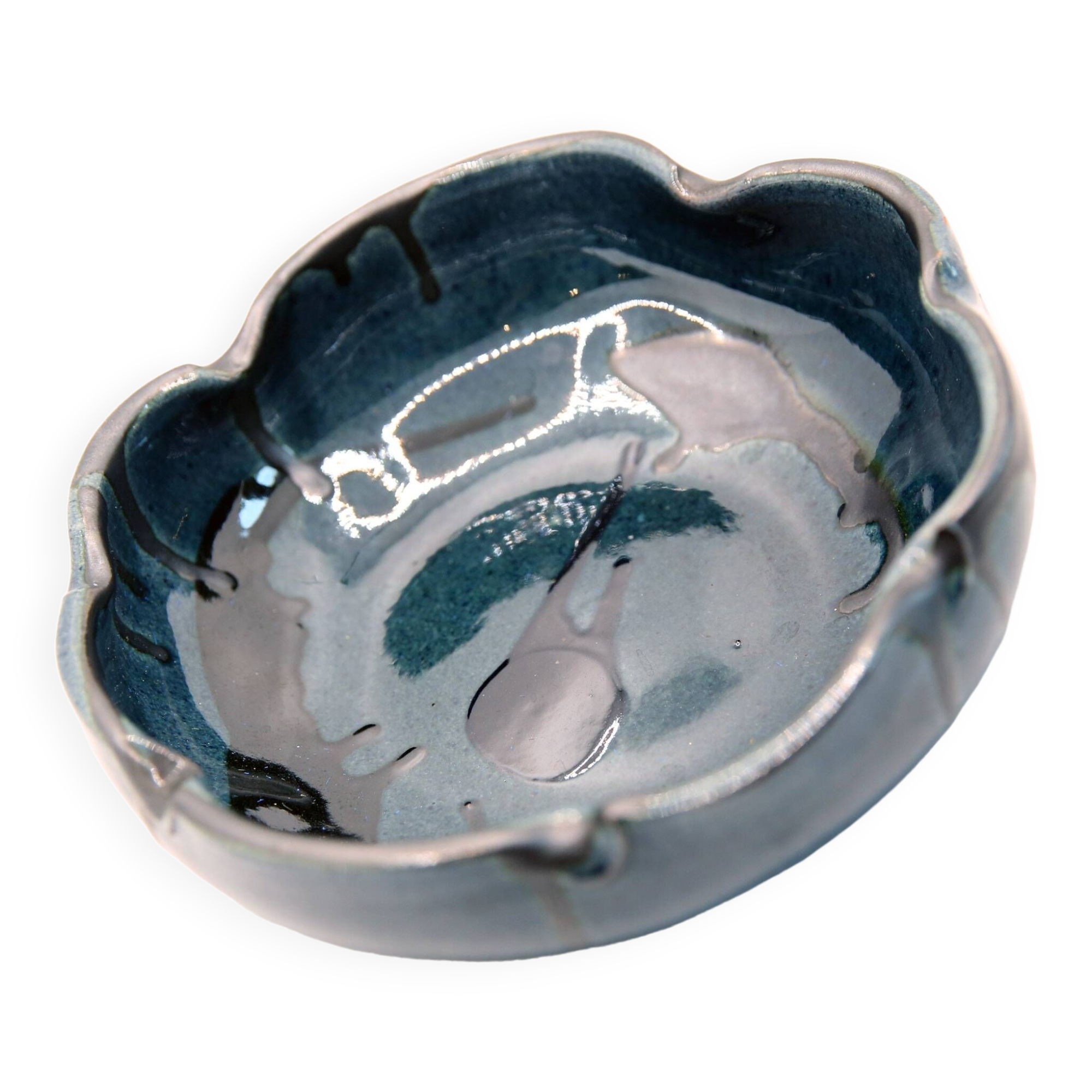 Spanish cup in midnight blue ceramic spotted with black by Ignacio Buxo