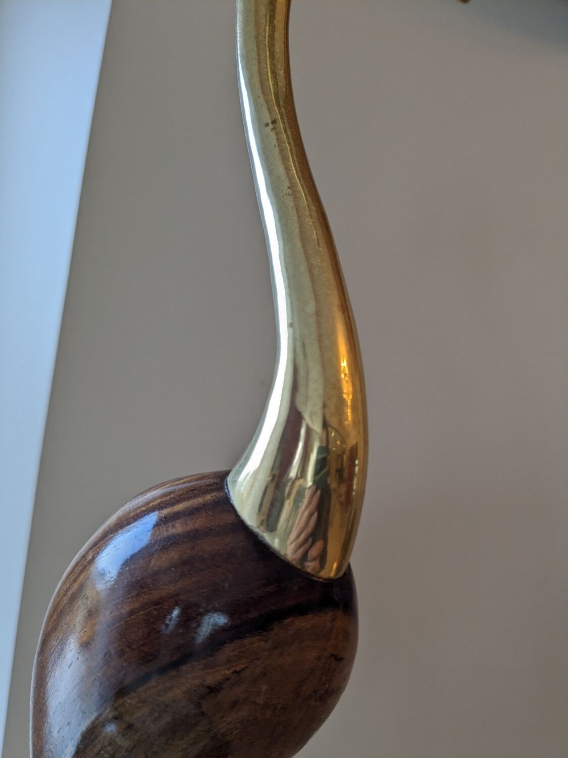 Blue heron of the 60s-70s in brass and rosewood and teak