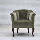 1960s, Danish armchair, green furniture velour, beech wood legs.