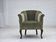 1960s, Danish armchair, green furniture velour, beech wood legs.