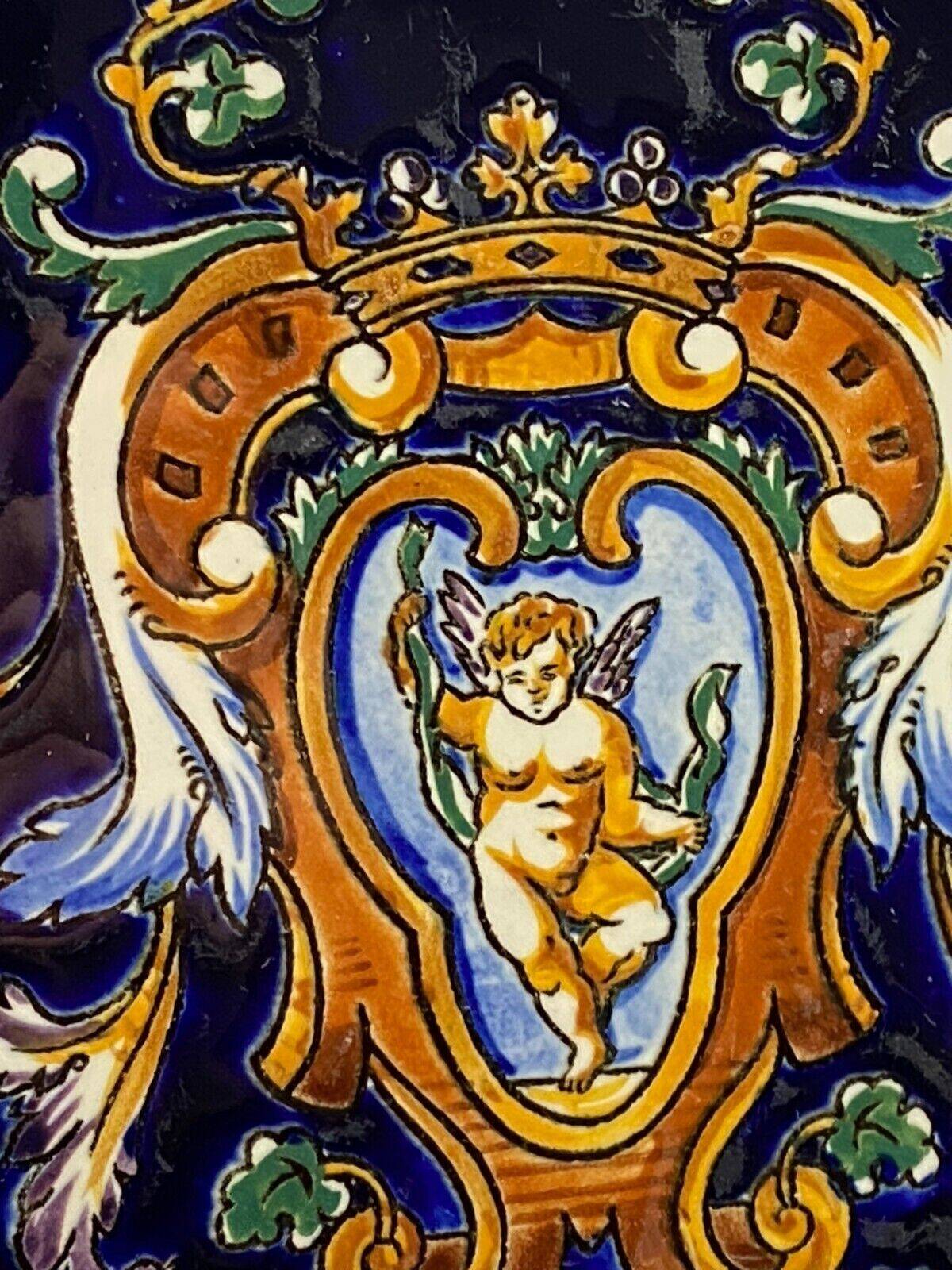 Gien earthenware trivet with Italian Renaissance decor