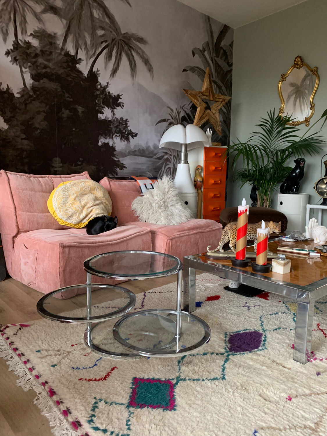 Chrome round coffee table