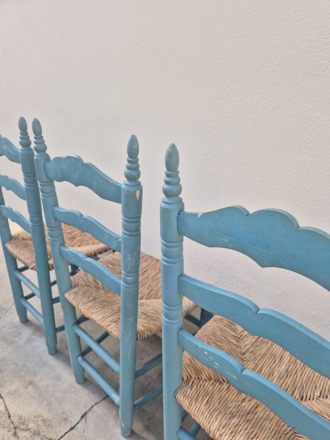 Set of 4 Provencal style straw chairs, old country house