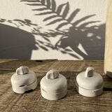 3 electric switches ceramic 20-30s vintage white