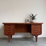 Big vintage Danish freestanding desk in teak