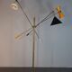 Italian Laiton lamp 3 spots on reclining stems, marble base, Mid-century style 1950s