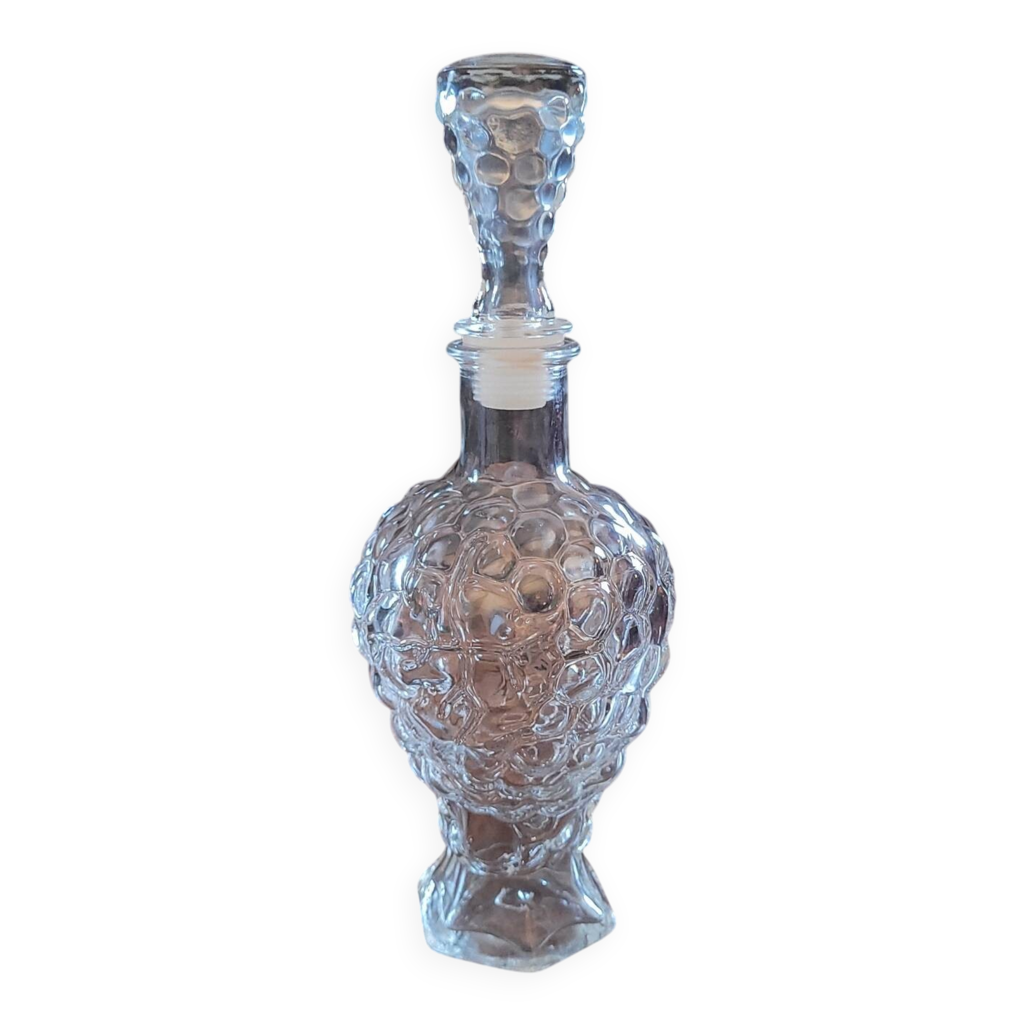 Moulded glass carafe with grape cluster decoration – 1950s