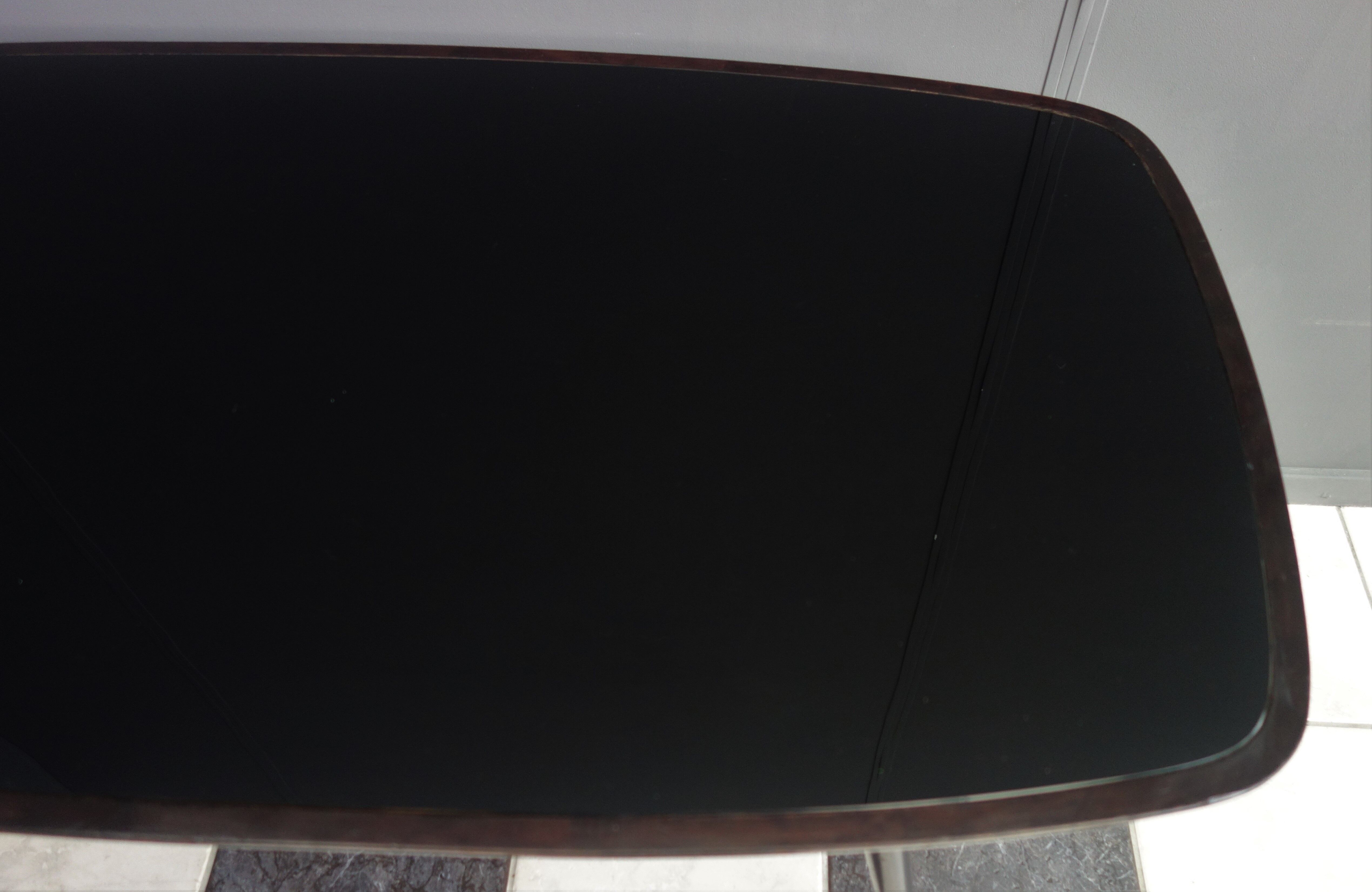 Black coffee table with Black glass plate 1960s