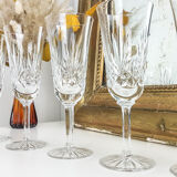 Lot of 6 chiseled crystal flutes