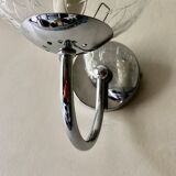 Wall lamp glass globe and chrome 1970
