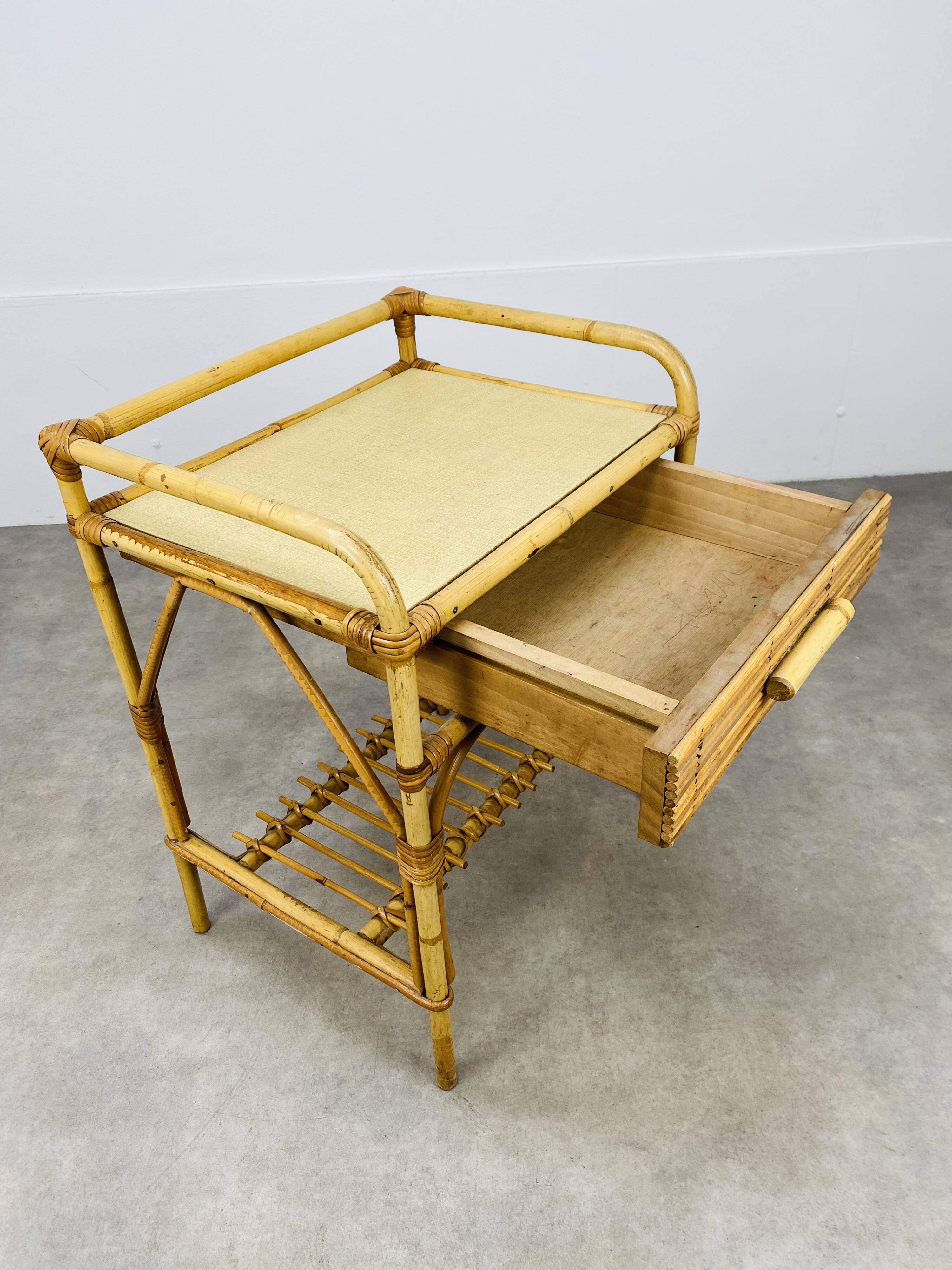 Vintage rattan bedside 60s