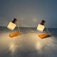 Pair of bedside lamps in brass and wood from the mid-century, 1960, Germany.