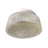 Small minimalist clear glass round flush mount lamp 1960s