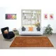 Vintage Hand-knotted Medallion Design Turkish Wool Area Rug Overdyed in Orange for Living Room