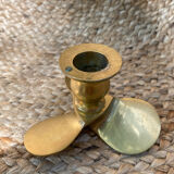 Pair of brass candle holders, helix shape