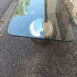 Vintage glass coffee table and metal globe