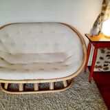 Vintage bohemian rattan canapé from the 60s and 70s.