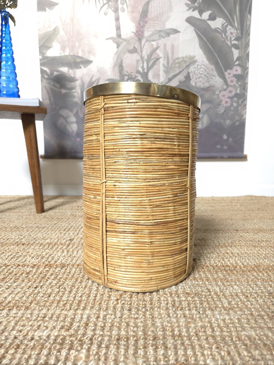 1970 Rattan basket Gabriella Crespi style