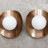 Vintage German Wall Lamps in Copper Plating from Ist Ellux, 1980s, set of 2