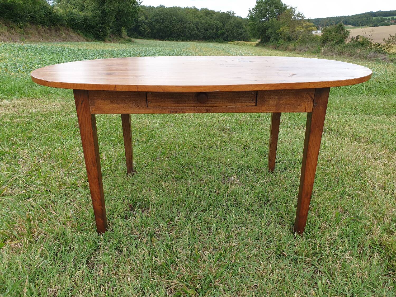 Oval cherry farmhouse table
