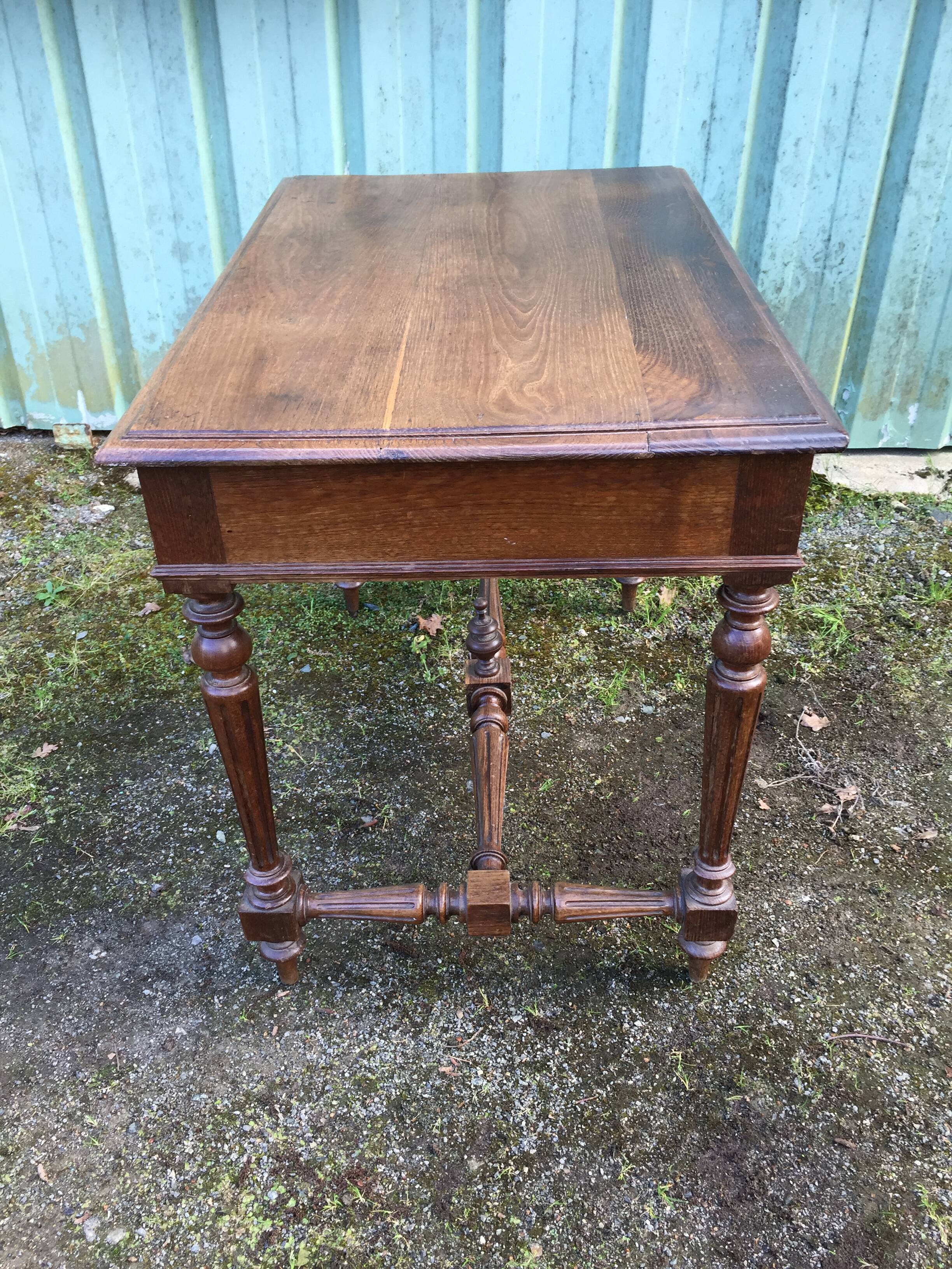 Vintage oak desk table with 2 drawers