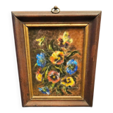 Daniel Rocquelin - Pastel Still Life Floral Composition "Pansies"