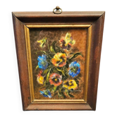 Daniel ROcquelin - Pastel Nature Morte Composition Florale " Pensées"