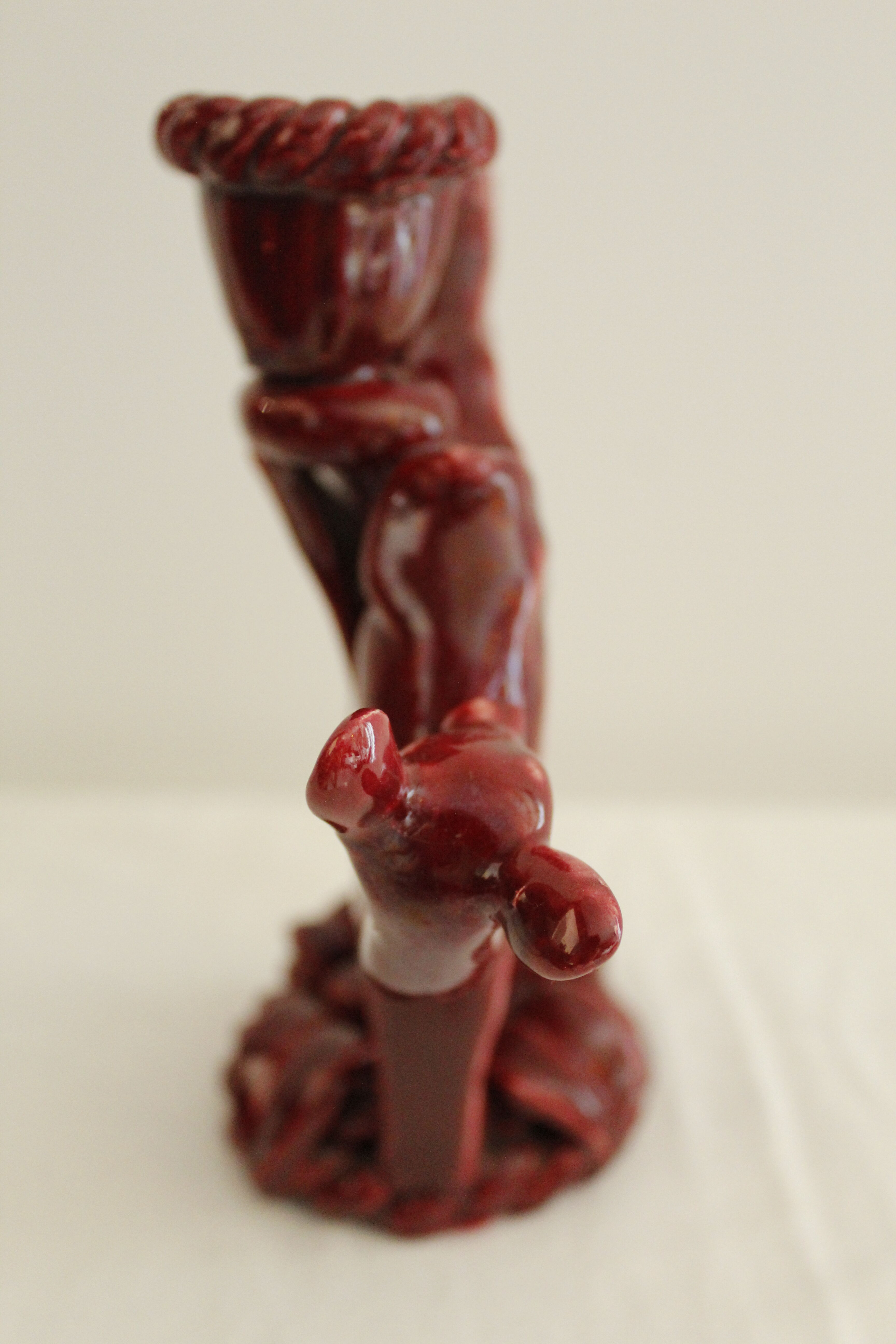 Vintage red ceramic candle holder - doe - "Nice"