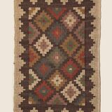 Tapis Kilim tissé à la main en jute et laine, côté de lit, décoration intérieure, hall d'entrée, balcon, TAPIS.