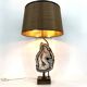 Lampe de table vintage en tranches d'agate en laiton, années 1970