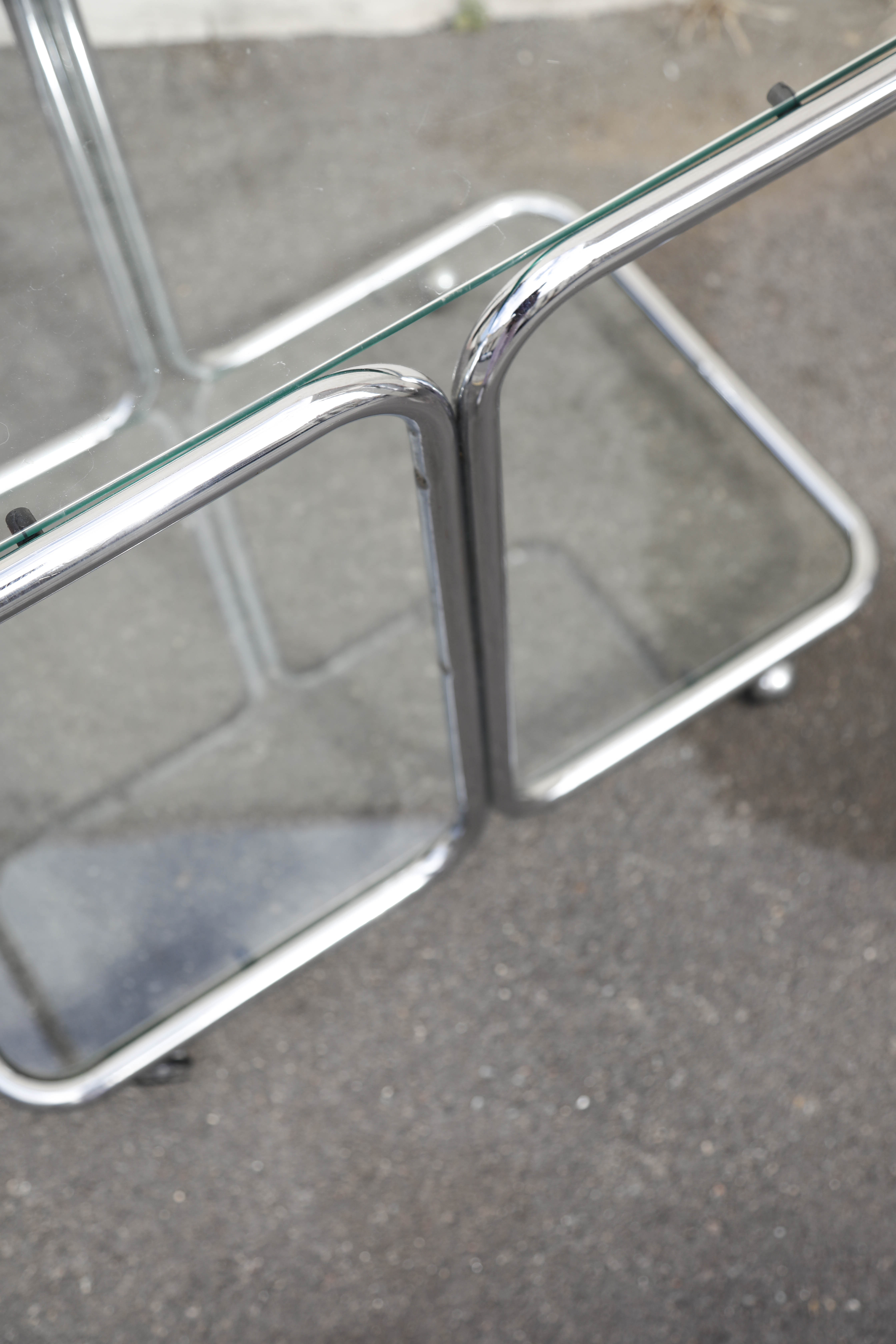 Console stainless glass italy 1970