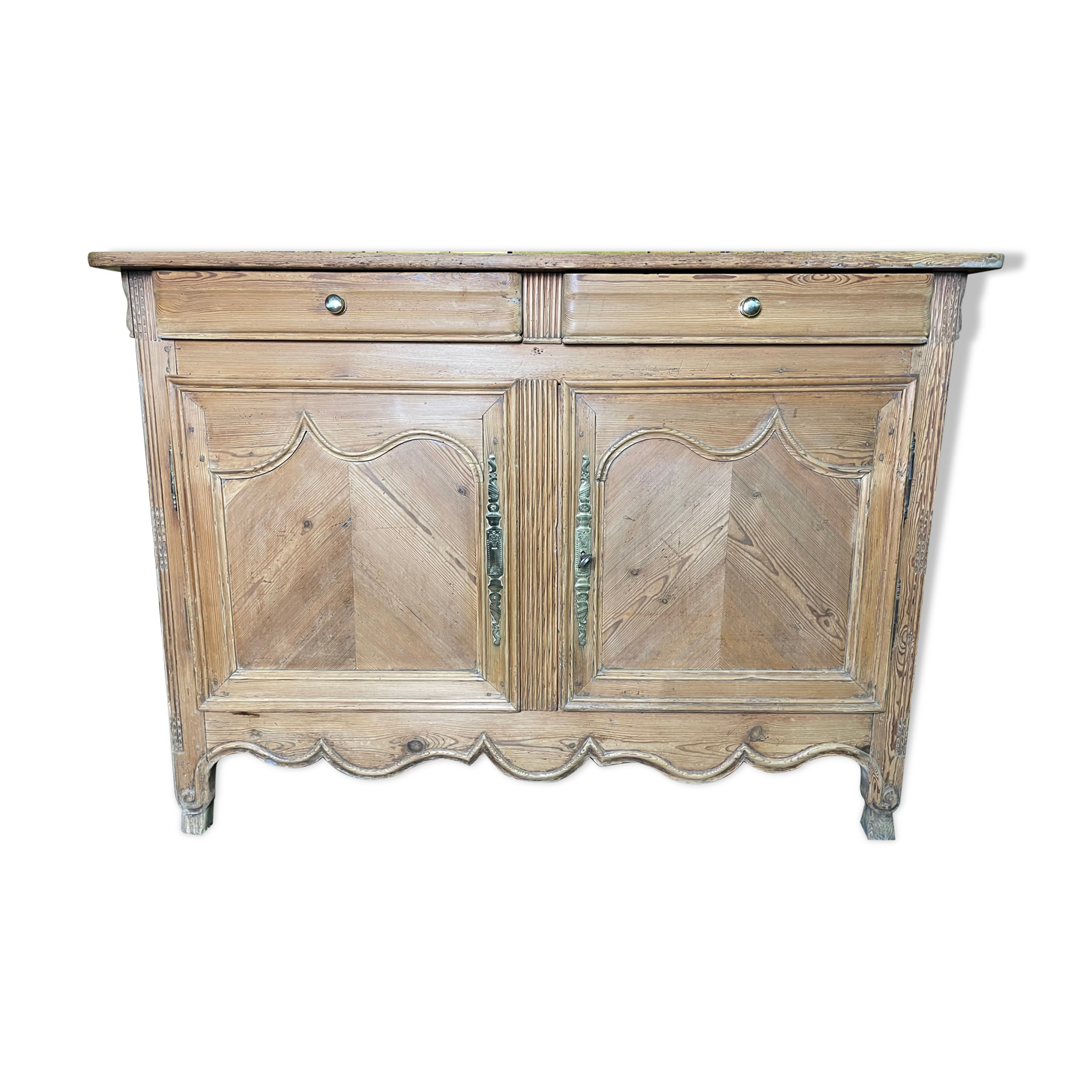 Buffet low fir Louis XV 1850 restored