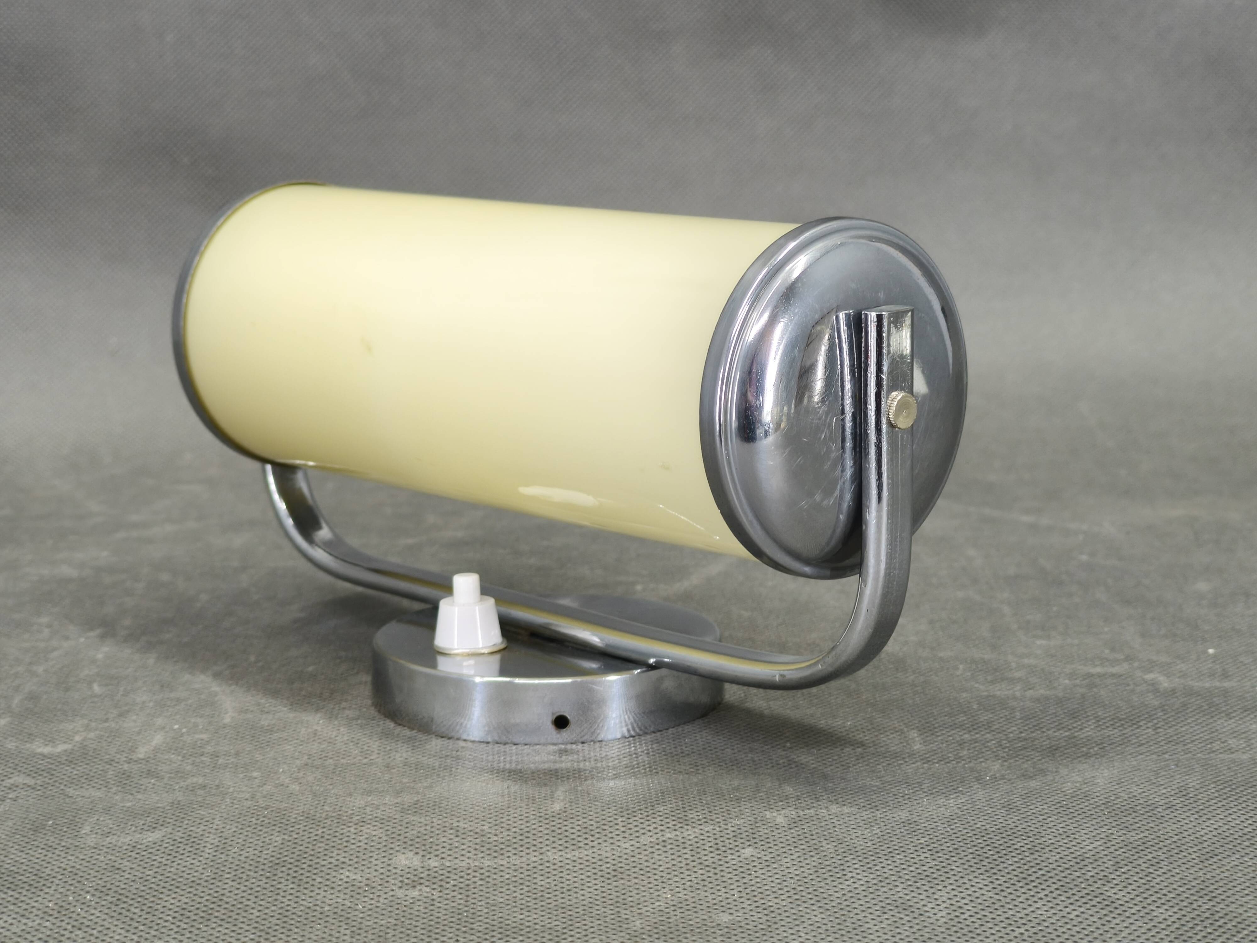Czech Art Deco Opaline Glass Wall Light, 1930s