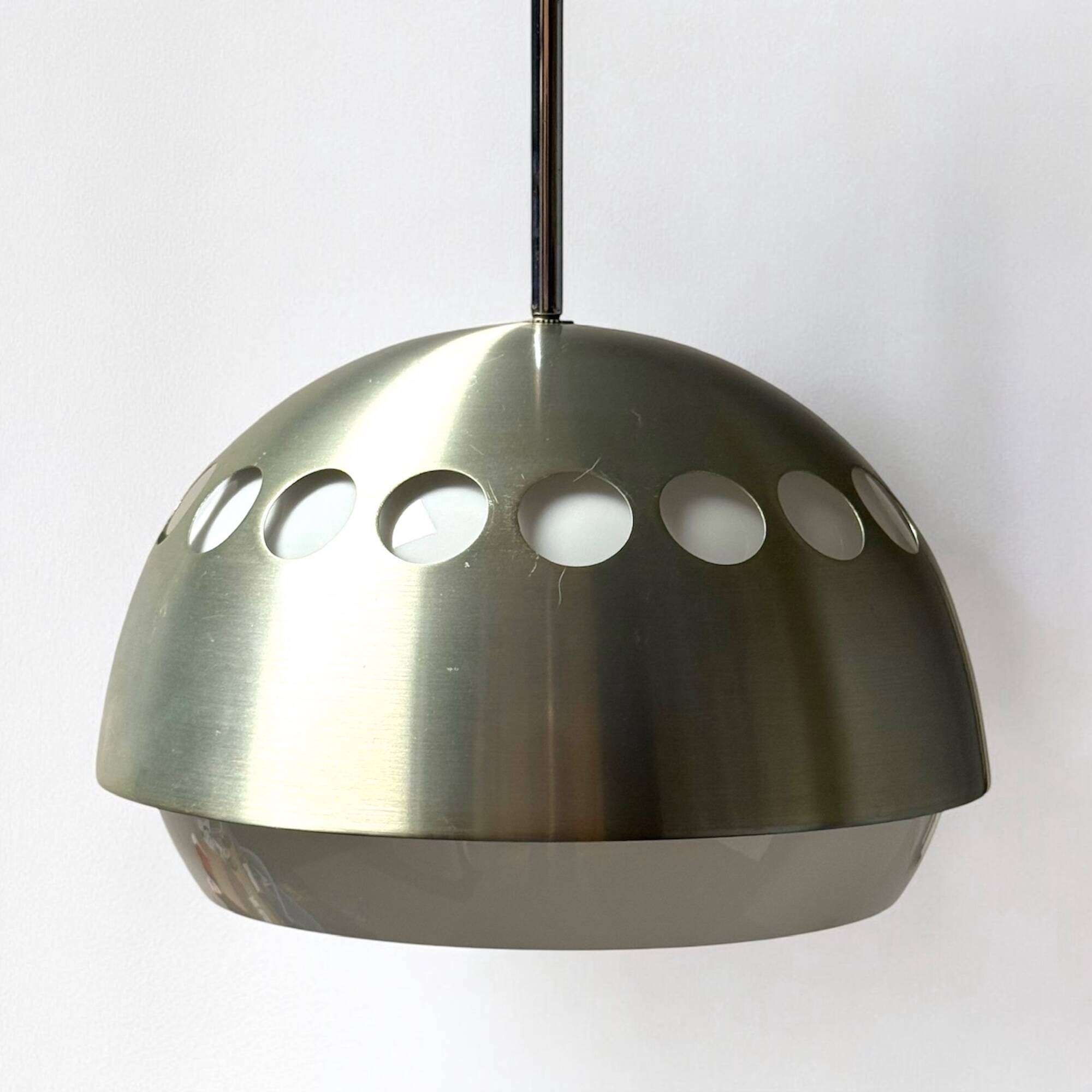 Grande suspension Space Age avec abat-jour en métal et ABS, années 1970