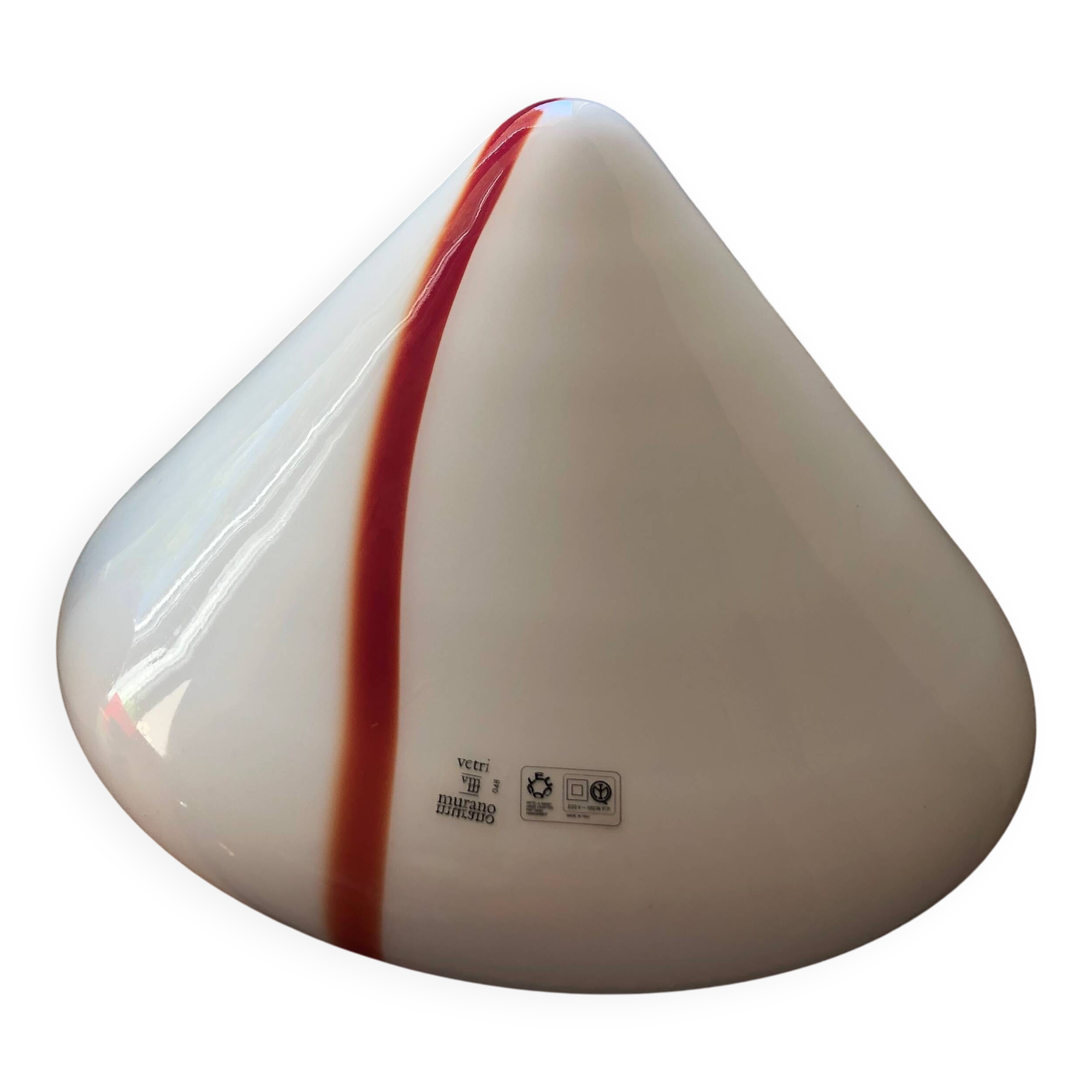 Red and White Murano Glass Ceiling Light by Renato Toso for Leucos