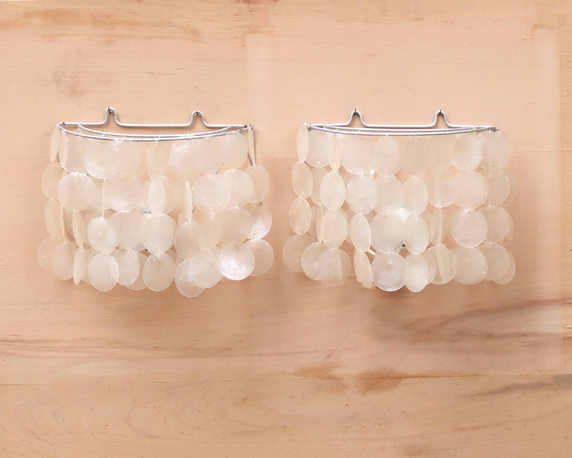 Pairs of Arditi wall lights in mother-of-pearl pastilles, 1980s