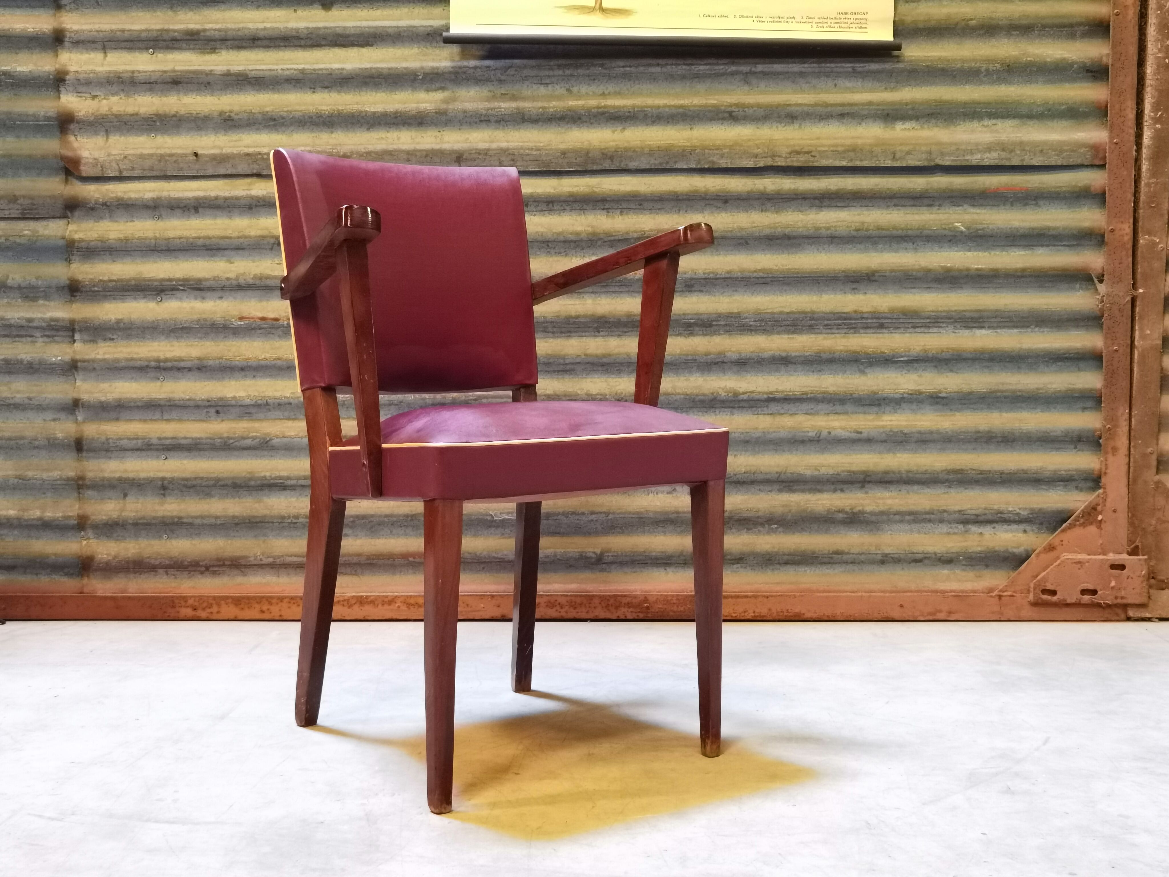 Fauteuil Bridge Stella 1950 bordeaux