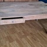 Coffee table in raw oak fully vitrified a side drawer and a flat rest