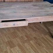 Coffee table in raw oak fully vitrified a side drawer and a flat rest