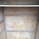 Vintage oak compass foot cabinet with 2 sliding doors painted red and blue