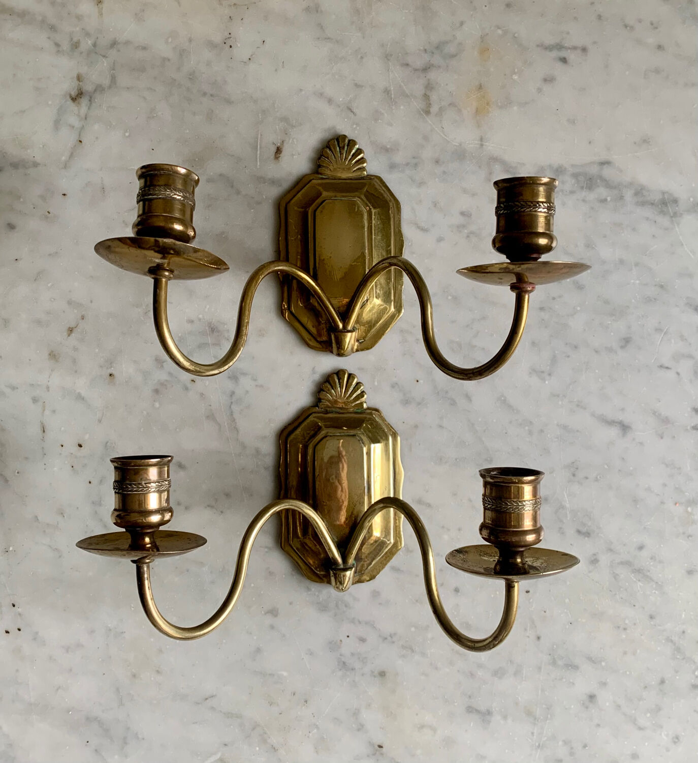 Brass wall candlesticks