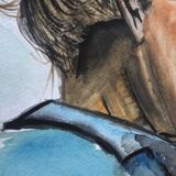 Portrait d’un vieux marin signé Arlo, aquarelle