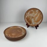 Set of 4 brutalist terracotta plates, brown/red tone, 1970