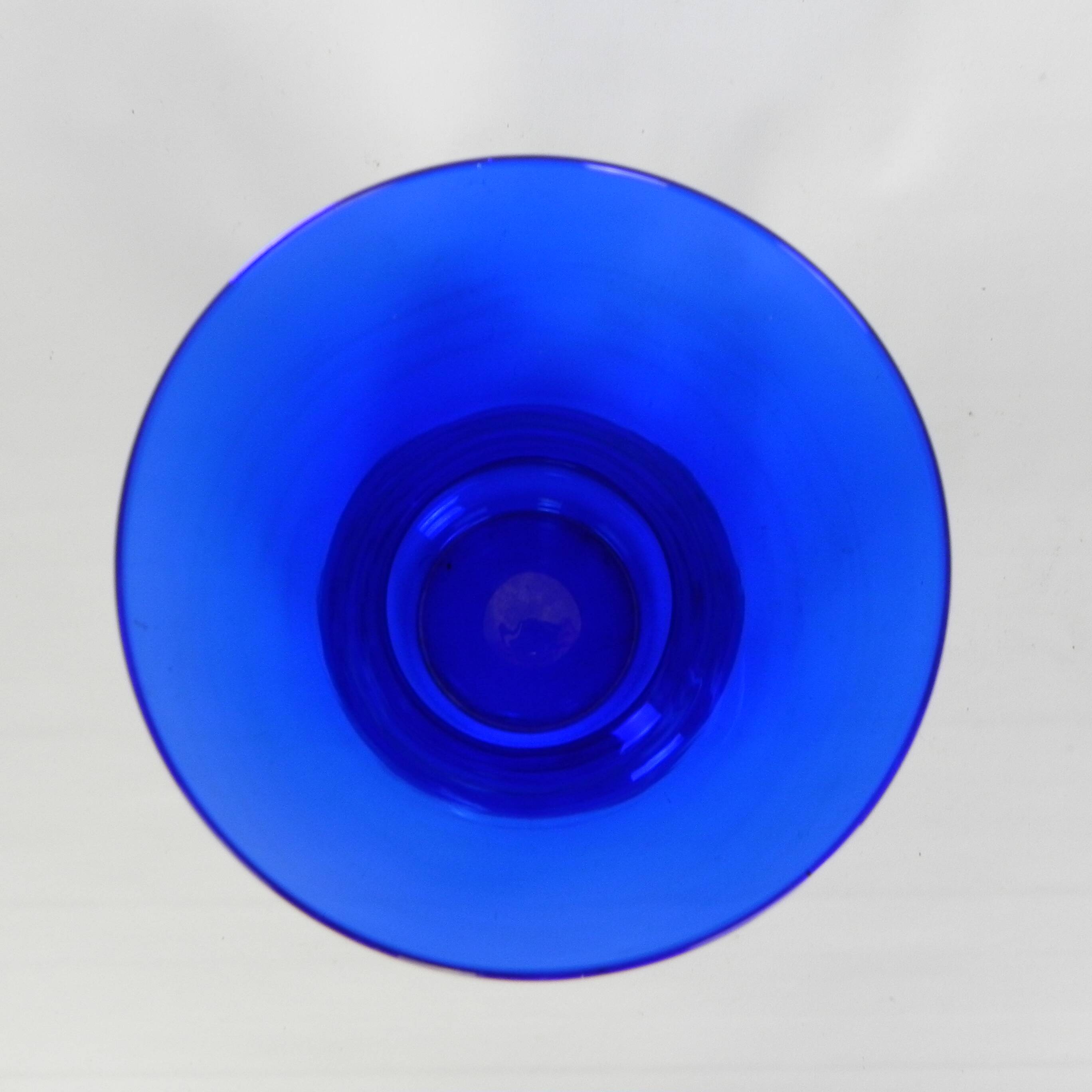 Art Deco vase with ribbed base, cobalt blue, 1930s