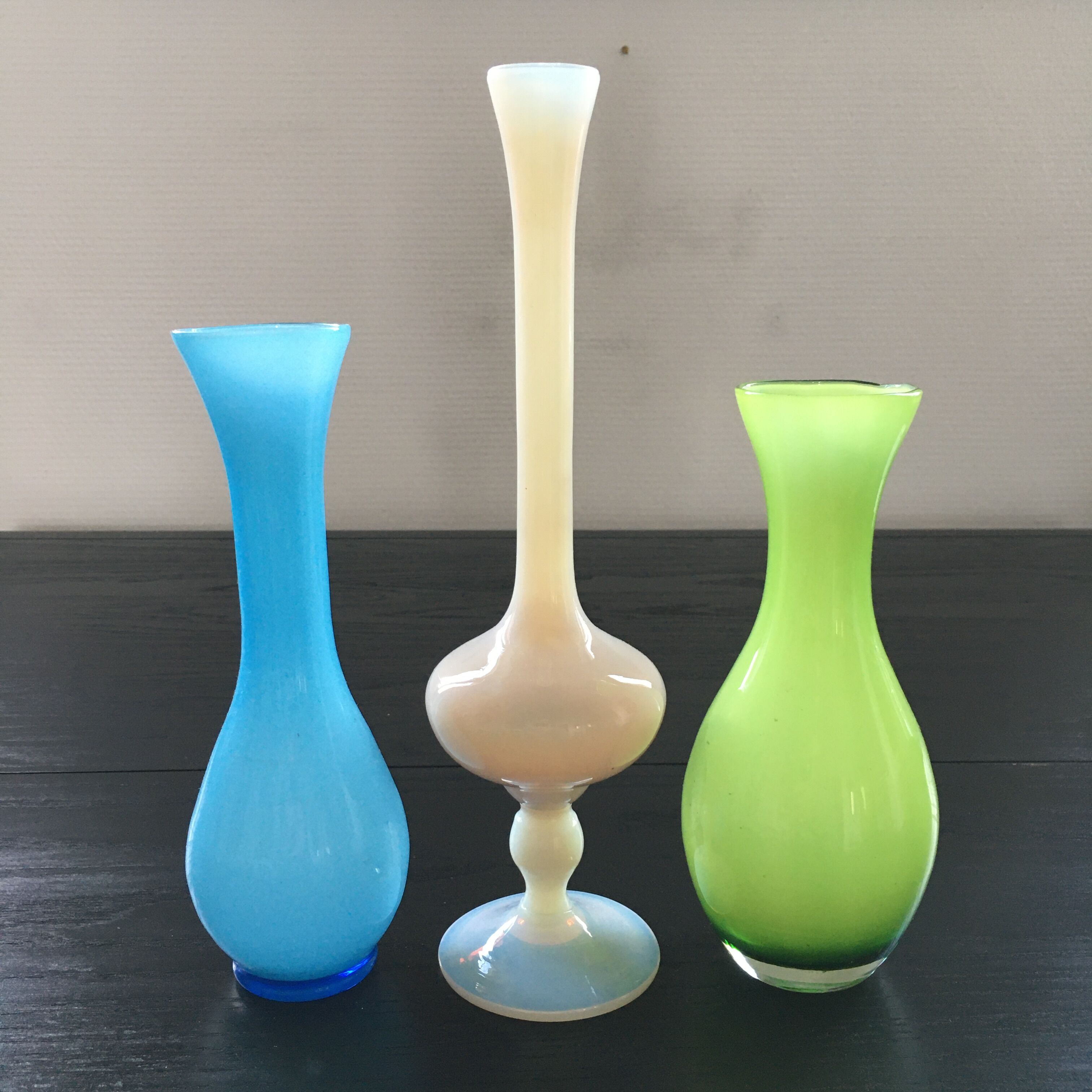 Trio of opaline vases