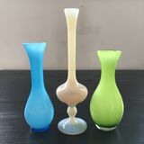 Trio of opaline vases