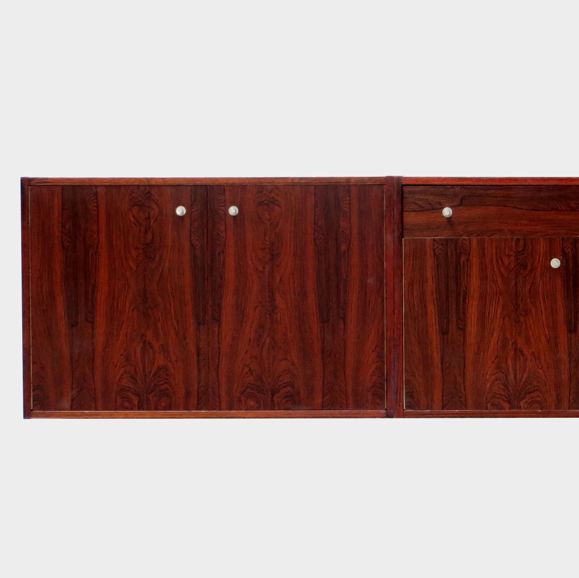 Rosewood wall mounted floating sideboard / TV cabinet / bookcase wall system unit, 1960s