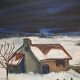 Paysage ancien maison dans la neige