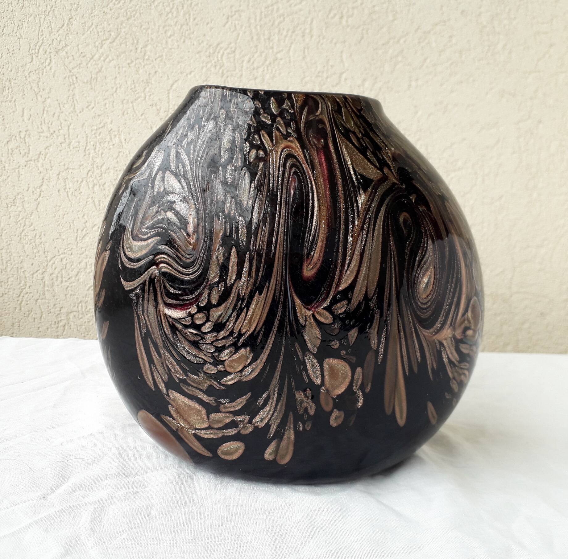 Nason glass vase with metal inclusions